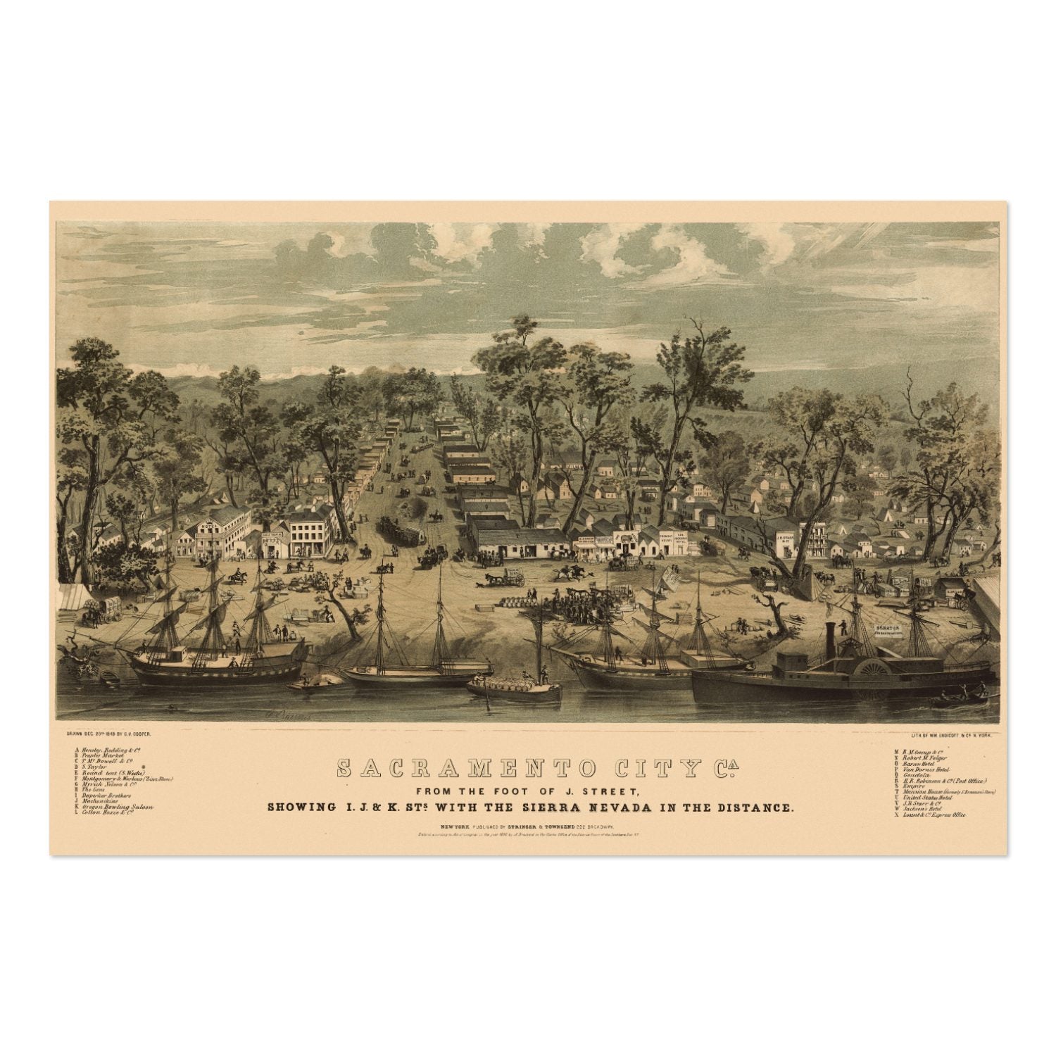 Sacramento 1849 Panoramic Map poster print